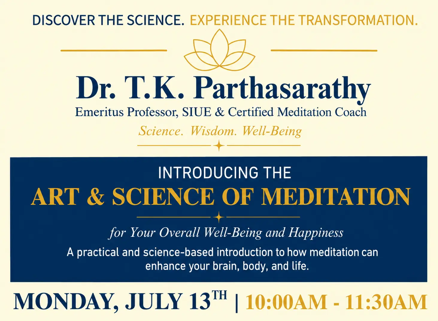 Art and Science of Meditation Event
